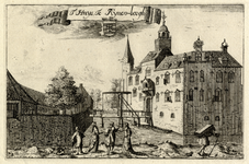 201856 Gezicht op de voorbucht en het hoofdgebouw van het kasteel Rijnenburg aan de Jutphasewetering bij Jutphaas uit ...
